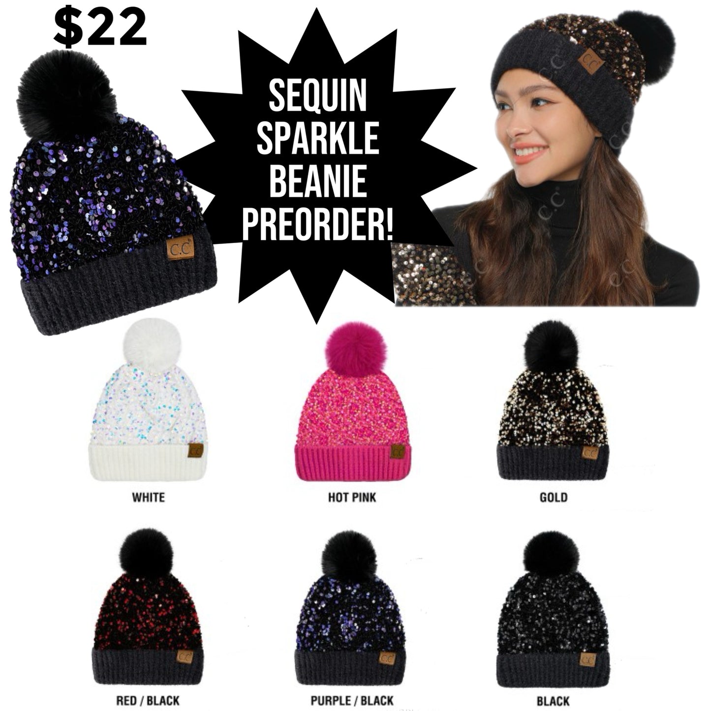 CC Sequin Sparkle Beanie